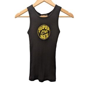 Vintage Y2K Dodge Super Bee BC Ethic Ribbed Tank Top Black Yellow Graphic Grunge
